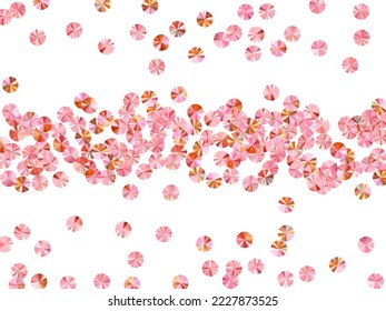 Coral foil confetti placer vector composition. Birthday anniversary greeting card background. Festive shiny tinsel particles holiday glitter. Birthday celebration confetti.