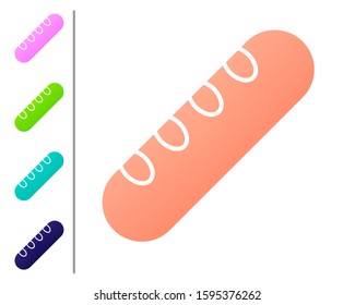 Coral French baguette bread icon isolated on white background. Set color icons. Vector Illustration