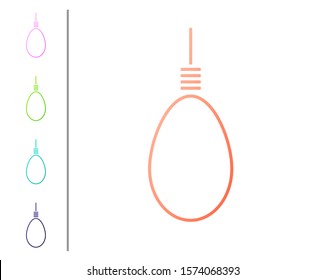 Coral Gallows rope loop hanging icon isolated on white background. Rope tied into noose. Suicide, hanging or lynching. Set color icons. Vector Illustration