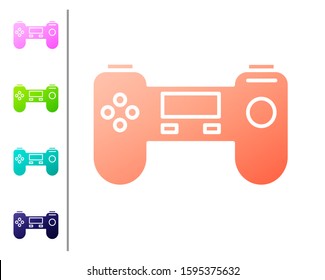 Coral Gamepad icon isolated on white background. Game controller. Set color icons. Vector Illustration