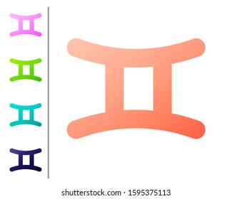 Coral Gemini zodiac sign icon isolated on white background. Astrological horoscope collection. Set color icons. Vector Illustration
