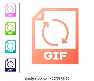 Coral GIF file document icon. Download gif button icon isolated on white background. GIF file symbol. Set color icons. Vector Illustration Coral GIF file document icon. Download gif button icon isolated on white background. GIF file symbol. Set color icons. Vector Illustration