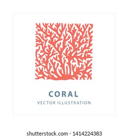 Coral. Hand drawn coral logotype and background. Living Coral.