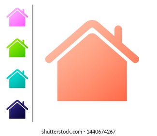 Coral House icon isolated on white background. Home symbol. Set color icons. Vector Illustration