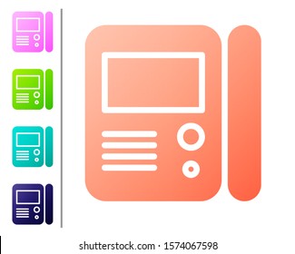 Coral House intercom system icon isolated on white background. Set color icons. Vector Illustration
