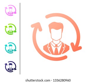 Coral Human resources icon isolated on white background. Concept of human resources management, professional staff research, head hunter job. Set icon in color buttons. Vector Illustration