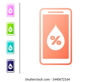 Coral Humidity for smart home icon isolated on white background. Weather and meteorology, thermometer symbol. Set color icons. Vector Illustration