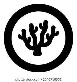 Coral icon in circle round black color vector illustration image solid outline style