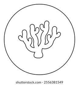 Coral icon in circle round black color vector illustration image outline contour line thin style