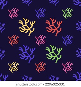 Coral Icon Seamless Pattern, Marine Invertebrates Vector Art Illustration