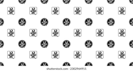 Coral Icon Seamless Pattern, Marine Invertebrates Vector Art Illustration