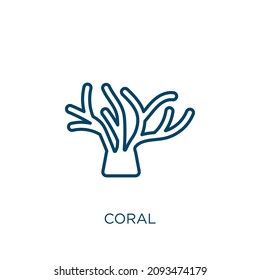 icono de coral. Icono de contorno de coral lineal delgado aislado en fondo blanco. Signo de coral vectorial de línea, símbolo para web y móvil