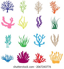 Coral icon vector set. seaweed illustration sign collection. underwater world symbol or logo.