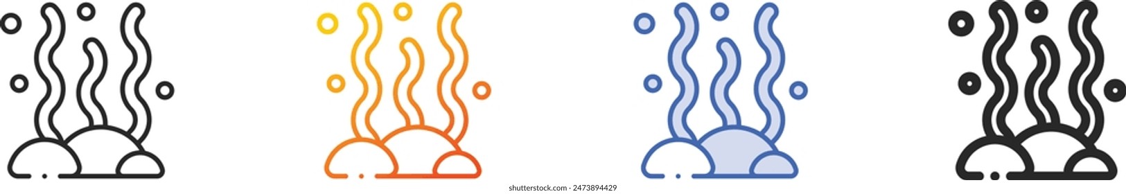 Korallensymbol. Dünne lineare, Verlaufs-, blaue Kontur und fette Stil-Design isoliert auf weißem Hintergrund