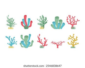 Conjunto de Elementos de Design de Ilustração de Coral 