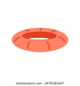 Coral inflatable swimming ring - accessory for swimming in the pool or sea, protection - vector flat illustration