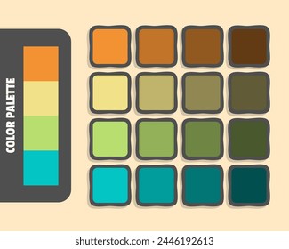 Coral khaki darkkhaki darkturquoise color palette, colour matching, rgb colors, harmonious colours catalog sample, design and edit idea