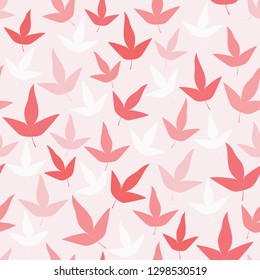 Coral and light pink seamless vector pattern with hand drawn leave elements. Perfect for fabric, wall paper, gift wrap, home decor projects and scrapbooking.