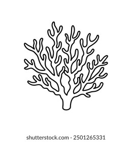 Coral line art black silhouette vector, ideal for ocean-themed designs and marine illustrations.