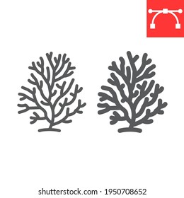 Coral Line And Glyph Icon, Sea And Ocean Animals, Coral Reef Vector Icon, Vector Graphics, Editable Stroke Outline Sign, Eps 10