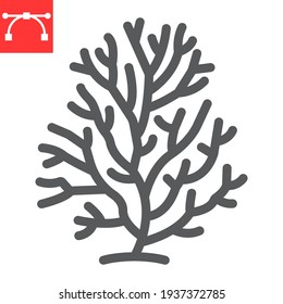 Coral line icon, sea and ocean animals, coral reef vector icon, vector graphics, editable stroke outline sign, eps 10