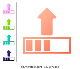 Coral Loading icon isolated on white background. Upload in progress. Progress bar icon. Set color icons. Vector Illustration