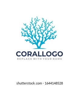 Coral Logo With A Blue Coral Icon