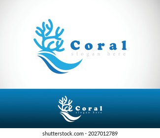 coral logo creative beach emblem brand illustration vector wave