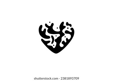 Coral logo with heart shape flat vector illustration design