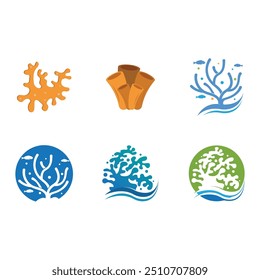 Coral logo icon design template flat vector
