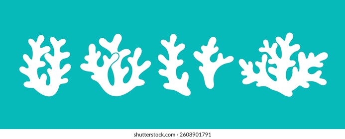 Coral logo. Isolated coral on blue background. Set