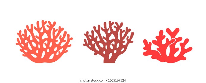 Coral logo. Isolated coral on white background. Set