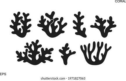 Coral logo. Isolated coral on white background. Set