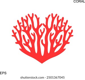 Coral logo. Isolated coral on white background. Coral Heart