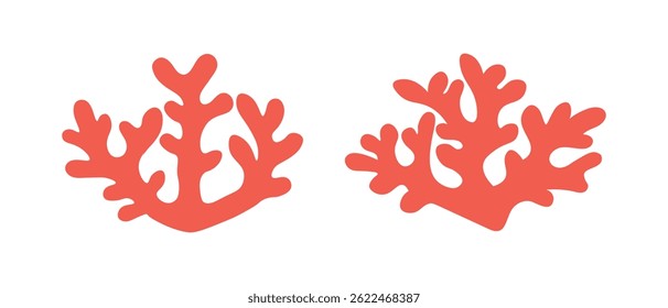 Coral logo. Isolated coral on white background stock illustration. Ideal for educational materials, children’s books, ocean infographics, marine-themed web and print designs. 