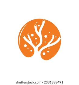 Coral Logo, Marine Plant Design Place Marine Animal, Seaweed Sea Vector