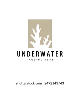 coral logo underwater seaweed plant simple template design marine decoration