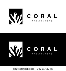 coral logo underwater seaweed plant simple template design marine decoration