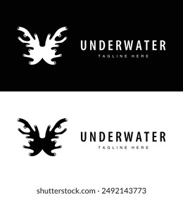 coral logo underwater seaweed plant simple template design marine decoration