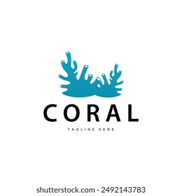 coral logo underwater seaweed plant simple template design marine decoration