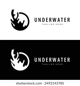 coral logo underwater seaweed plant simple template design marine decoration