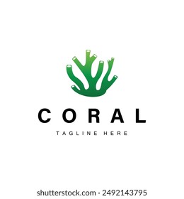 coral logo underwater seaweed plant simple template design marine decoration