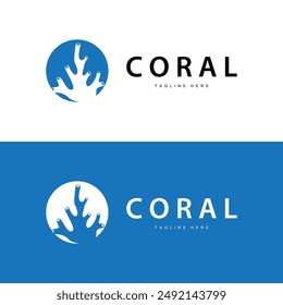 coral logo underwater seaweed plant simple template design marine decoration