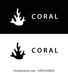 coral logo underwater seaweed plant simple template design marine decoration