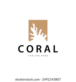 coral logo underwater seaweed plant simple template design marine decoration