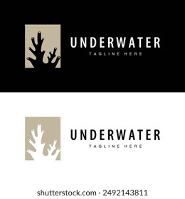 coral logo underwater seaweed plant simple template design marine decoration