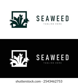 coral logo underwater seaweed plant simple template design marine decoration
