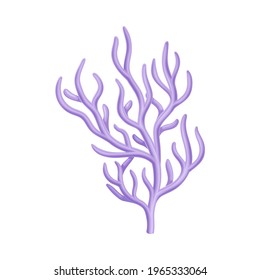 Coral as Marine Invertebrate from Ocean Bottom Vector Illustration