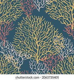 Coral marine seamless color pattern. Vector illustration