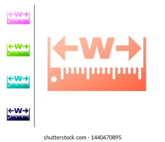 Coral The measuring height and length icon isolated on white background. Ruler, straightedge, scale symbol. Set color icons. Vector Illustration
